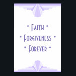 信仰 – 赦し – Forever Poster ポスター<br><div class="desc">クラシックアートのデコスタイルのパターンは、薄紫とパープルで作成され、励ましのクリスチャン引用文</div>