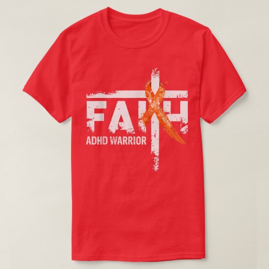 信仰ADHD認識度オレンジリボンクリスチャンクロス Tシャツ (デザイン正面)
