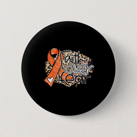 信仰Feel Leopard Orange Ribbon Leukemia Awa 缶バッジ (正面)