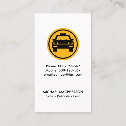 信号がタクシーを呼ぶ 名刺 (裏面)