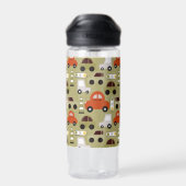 信号オレンジ色の車パターン ウォーターボトル (背面)