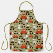 信号オレンジ色の車パターン エプロン (正面)