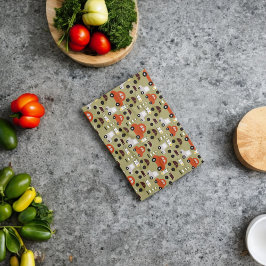 信号オレンジ色の車パターン キッチンタオル