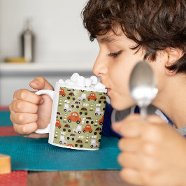 信号オレンジ色の車パターン コーヒーマグカップ