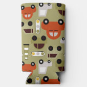 信号オレンジ色の車パターン スリム缶クーラー (裏面)