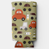 信号オレンジ色の車パターン スリム缶クーラー (正面)