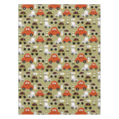 信号オレンジ色の車パターン テーブルクロス (正面)