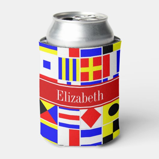 信号カラフルフ航海のラグ赤名モノグラム 缶クーラー (缶正面)