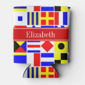 信号カラフルフ航海のラグ赤名モノグラム 缶クーラー (正面)