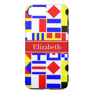 信号カラフルフ航海のラグ赤名モノグラム iPhone 8 PLUS/7 PLUSケース