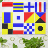 信号フカラフルラグのパタ航海のーン キッチンタオル (折り畳み)