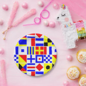 信号フカラフルラグのパタ航海のーン ペーパープレート (パーティー)