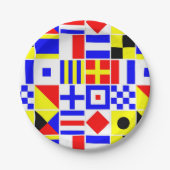 信号フカラフルラグのパタ航海のーン ペーパープレート (正面)