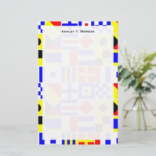 信号フカラフルラグのパタ航海のーン 便箋 (スタンド正面)