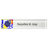 信号フカラフルラグ王室の3Iモノグラム デスクネームプレート (正面)