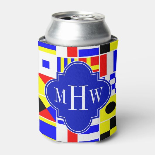 信号フカラフルラグ王室の3Iモノグラム 缶クーラー (缶正面)