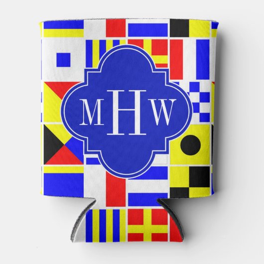 信号フカラフルラグ王室の3Iモノグラム 缶クーラー (正面)