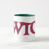 信号器のコーヒー・マグウェールズCwtch: 赤い緑の幾何学的 マグカップ (中央)