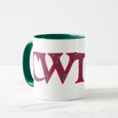 信号器のコーヒー・マグウェールズCwtch: 赤い緑の幾何学的 マグカップ (正面左)