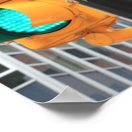 信号機と壁面道路標識 ポスター (角)