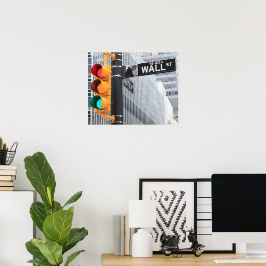 信号機と壁面道路標識 ポスター (ホームオフィス)