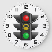 信号機 レッド イエロー グリーン 信号 ラージ壁時計 (正面)