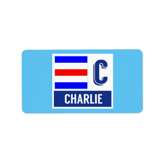 信号航海のコードフラグC "Charlie" ラベル (正面)