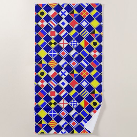 信号航海のフラグチェッカーのデコア ビーチタオル (正面)