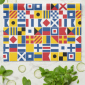 信号航海のフラグパターン キッチンタオル (折り畳み)