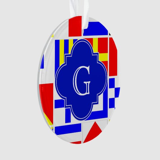 信号航海のフラグ王室のクローバーモノグラム オーナメント (正面)