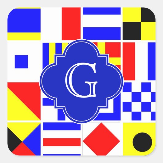 信号航海のフラグ王室のクローバーモノグラム スクエアシール (正面)