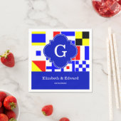 信号航海のフラグ王室のクローバーモノグラム スタンダードカクテルナプキン (インサイチュ)