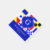 信号航海のフラグ王室のクローバーモノグラム スタンダードカクテルナプキン (角)