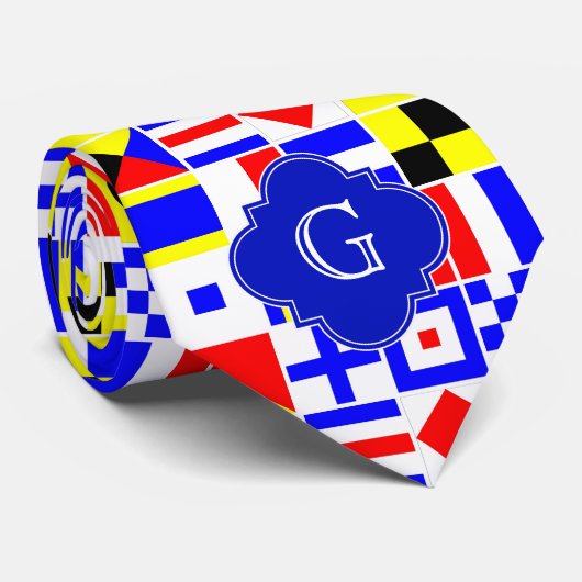 信号航海のフラグ王室のクローバーモノグラム ネクタイ (ロール)