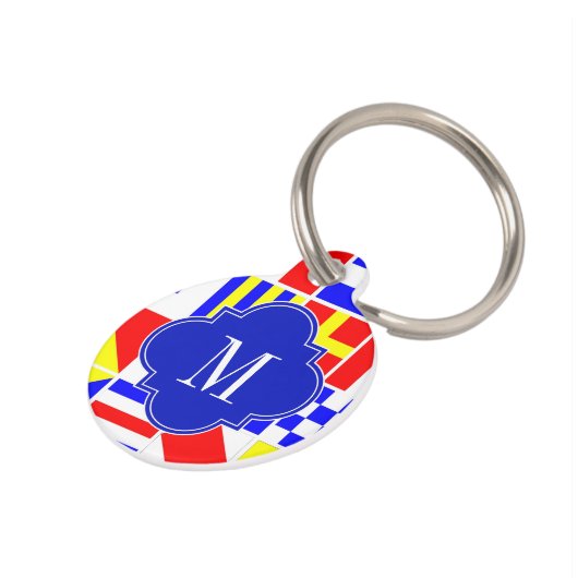 信号航海のフラグ王室のクローバーモノグラム ペット　ネームタグ (側面)