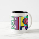 "信号"のマグプラグを抜いて下さい ツートーンマグカップ (正面右)