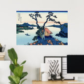 信州諏訪湖, 北斎 View Mt.Fuji from Lake Suwa, Hokusai ポスター (ホームオフィス)