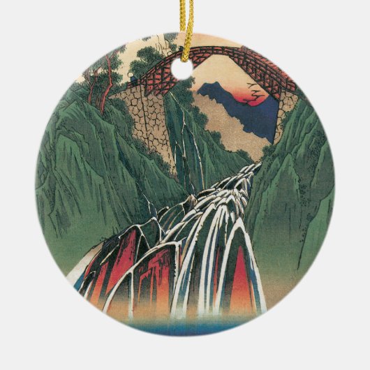 信州 伊那川橋 望 のじり 広重画 セラミックオーナメント (正面)