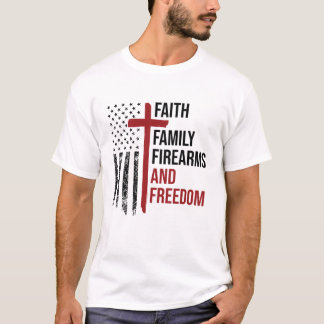 信徒家族銃火器自由キリスト教愛国者 Tシャツ