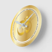 信念の天恵のフェイクな金ゴールドのオウムのヨガ ラウンド壁時計 (傾斜)