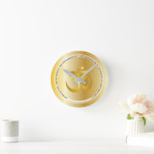 信念の天恵のフェイクな金ゴールドのオウムのヨガ ラウンド壁時計 (ホーム)