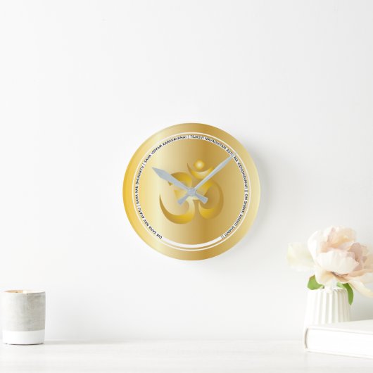 信念の天恵のフェイクな金ゴールドのオウムのヨガ ラウンド壁時計 (ホーム)