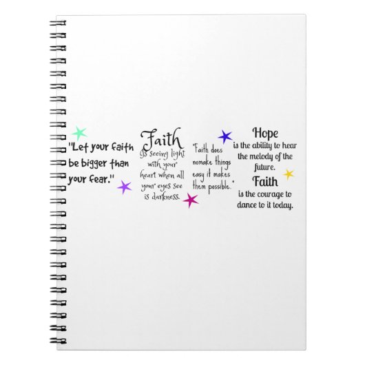 信感動的頼と希望に関する引用文 ノートブック (正面)