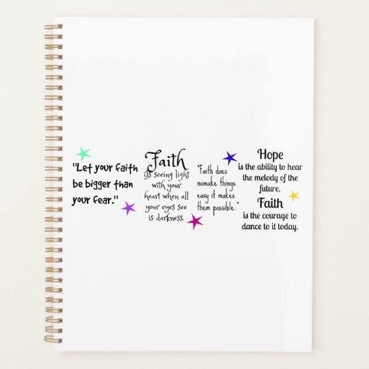 信感動的頼と希望に関する引用文 プランナー手帳 (正面)