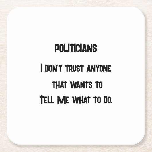 信用しない スクエアペーパーコースター (正面)