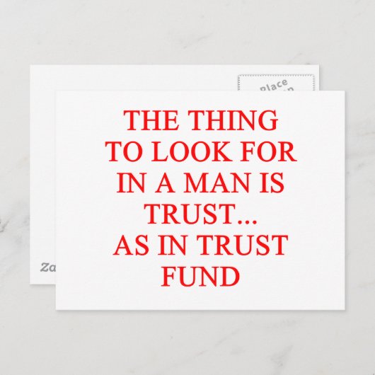 信託基金の金ゴールドディガージョーク ポストカード (正面/裏面)