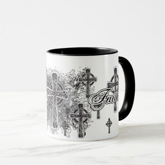 信頼および十字の宗教マグ マグカップ (正面右)