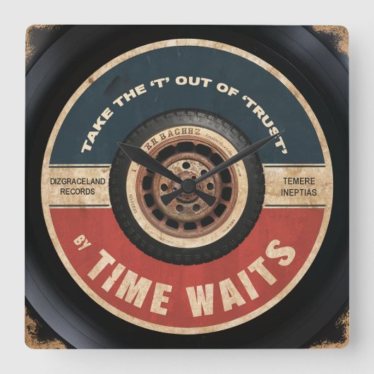 信頼から'T'を取り出す スクエア壁時計 (正面)