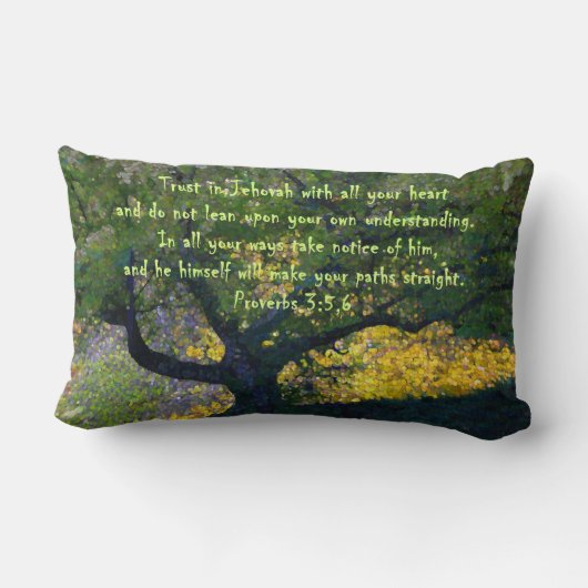 "信頼して下さいすべてのあなたのハートのエホバで… " ランバークッション (裏面)