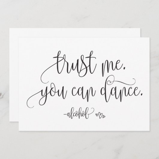 信頼して、あなたはアルコールウェディングサインを踊ることができる 招待状 (正面/裏面)